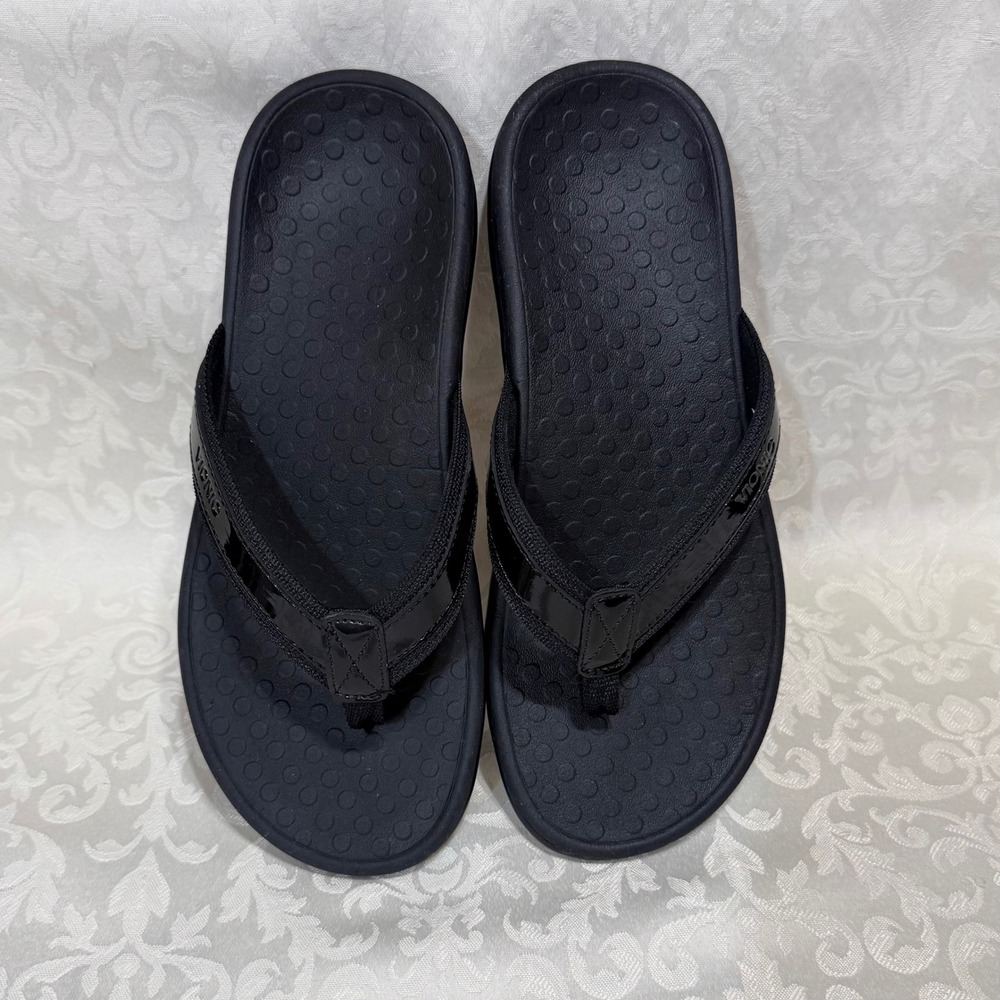 Vionic Tide II Flip Flop Sandals Womens 6 Black Orthotic Thong Comfort 44TIDEII